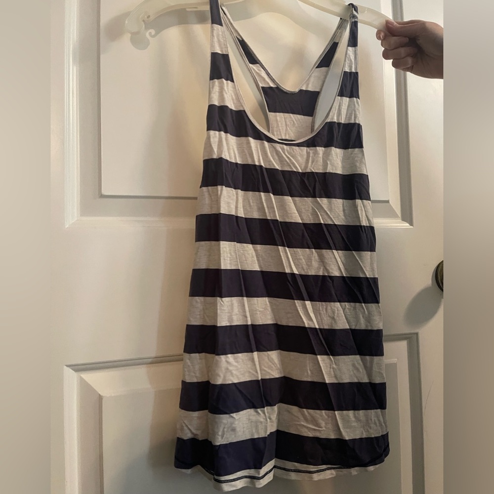 Lululemon Navy & White Striped Cotton Tank
